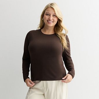 Juniors' Plus Size SO® Long Sleeve Crewneck T-Shirt