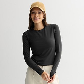 Juniors' SO® Long Sleeve Crewneck T-Shirt