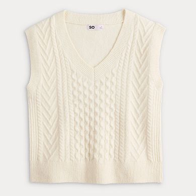 Juniors' SO® Cable Sweater Vest