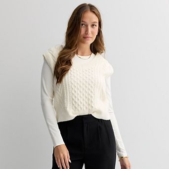 Juniors' SO® Cable Sweater Vest