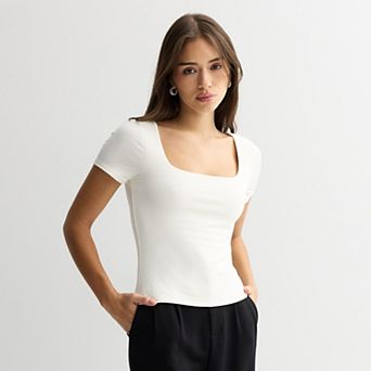 Juniors' SO® Short Sleeve Square Neck T-Shirt