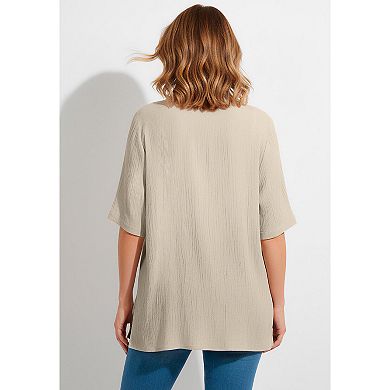 Woman Within Plus Size Embroidered Gauze Shirt