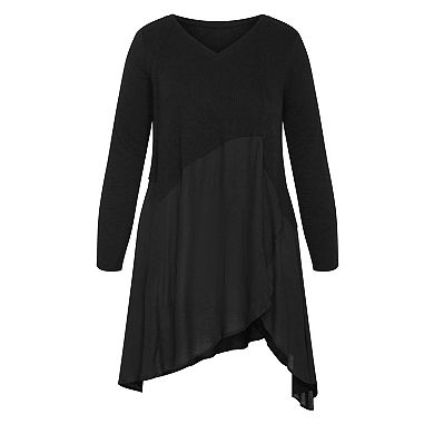 Avenue Women's Plus Size Waffle Panel Top