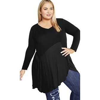 Avenue Women's Plus Size Waffle Panel Top