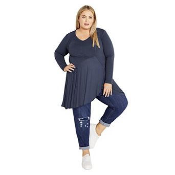 Avenue Women's Plus Size Waffle Panel Top
