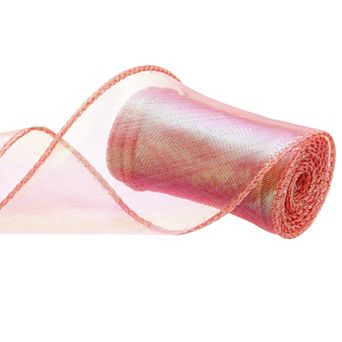 2 3/8" Wide Sparkly Sheer Wired Ribbon Pastel Shimmer Iridescent Ribbons 5 Yard