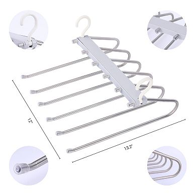 2 Pcs Pants Hangers Space Saving, Metal Multifunctional Pants Rack, Non Slip Clothes Hangers