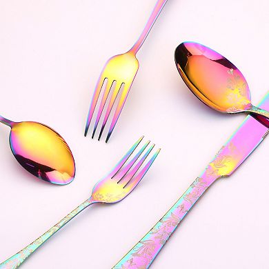 20 Pcs Silverware Set, Stainless Steel Flatware Set, Mirror Polished Cutlery Serving Utensils Set
