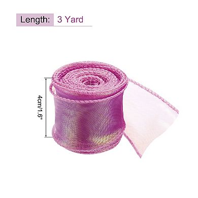 1 1/2" Wide Sparkly Sheer Wired Ribbon Pastel Shimmer Iridescent Ribbons 3 Yard