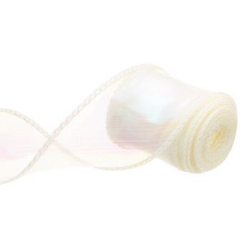 1 1/2" Wide Sparkly Sheer Wired Ribbon Pastel Shimmer Iridescent Ribbons 3 Yard