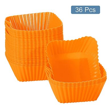 36Pcs Silicone Cupcake Baking Cups, Silicone Muffins Liners Non-Stick Square Baking Cups