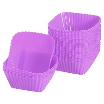 36 pc Silicone Cupcake Baking Cups, Silicone Muffins Liners Non-Stick Square Baking Cups