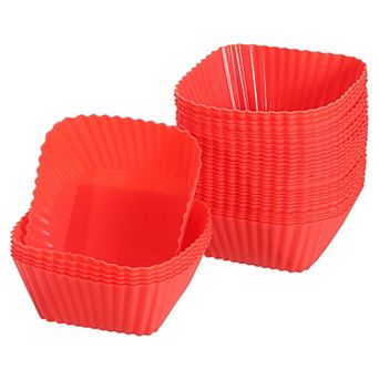 36 pc Silicone Cupcake Baking Cups, Silicone Muffins Liners Non-Stick Square Baking Cups