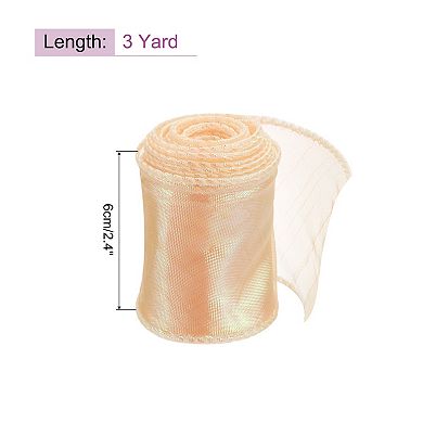 2 3/8" Wide Sparkly Sheer Wired Ribbon Pastel Shimmer Iridescent Ribbons 3 Yard