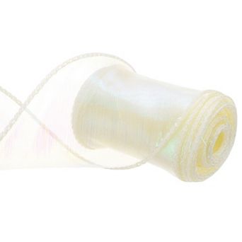 2 3/8" Wide Sparkly Sheer Wired Ribbon Pastel Shimmer Iridescent Ribbons 3 Yard