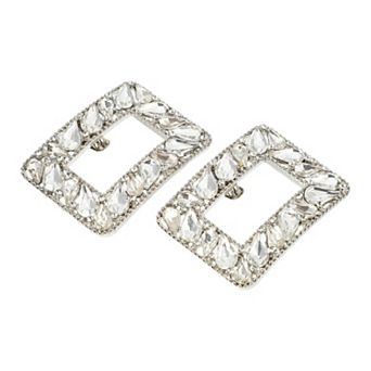 2 pc Square Rhinestone Wedding Shoe Clips, Sparkly Faux Crystal Shoe Buckle, Shoes Decoration