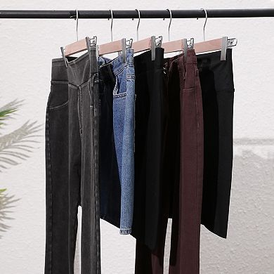 10 Pack Wood Hangers with Pinch Clips Self-Assembly, Durable 360-degree Space Saving Clothes Hangers