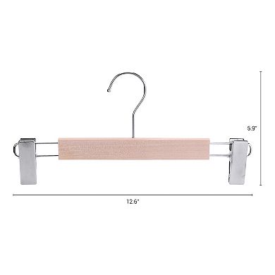 10 Pack Wood Hangers with Pinch Clips Self-Assembly, Durable 360-degree Space Saving Clothes Hangers