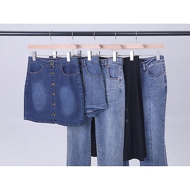 10 Pack Wood Hangers with Pinch Clips, Durable 360-degree Space Saving Clothes Hangers for Clothing