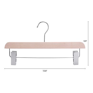 10 Pack Wood Hangers with Pinch Clips, Durable 360-degree Space Saving Clothes Hangers for Clothing