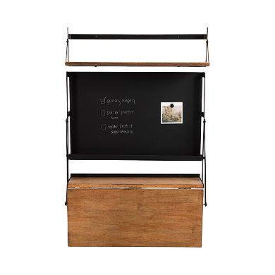 McAllister Wood and Metal Floating Desk with Chalkboard