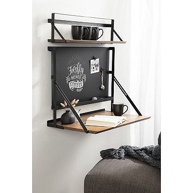 McAllister Wood and Metal Floating Desk with Chalkboard