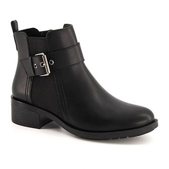 Andrea Leather Booties With Elastic Side and Buckle 73834