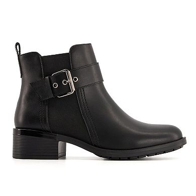 Andrea Leather Booties With Elastic Side and Buckle 73834