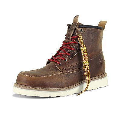 6” Moc Toe Work Boots for Men Wedge Steel Toe Boots Vibram EVA Outsole EH Rated