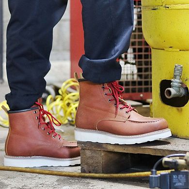 6” Moc Toe Work Boots for Men Soft Toe Boots Vibram EVA Outsole EH Rated