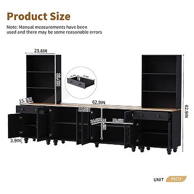 Merax Farmhouse TV Stand with Solid Wood Gourd-Shaped Legs for TVs Up to 70"