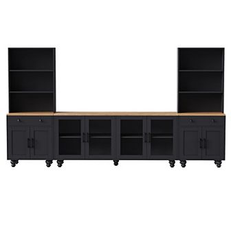 Merax Farmhouse TV Stand with Solid Wood Gourd-Shaped Legs for TVs Up to 70"