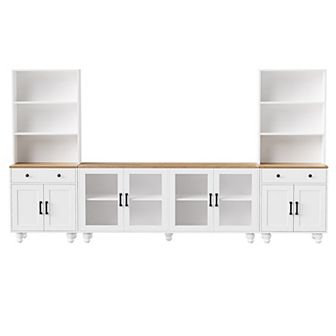 Merax Farmhouse TV Stand with Solid Wood Gourd-Shaped Legs for TVs Up to 70"