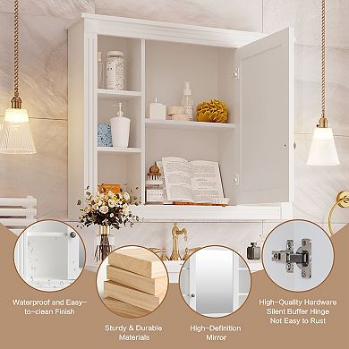 Merax Wall-Mounted Bathroom Medicine Cabinet with Mirror - Modern Bathroom Storage Organizer