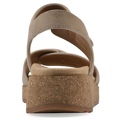 White Mountain Gelato Women's Wedge Sandals with Cushioned Footbed and Slingback Design