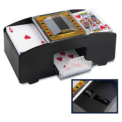 card shuffler that works with sleeves 2-Deck Manual for Poker and Bridge Size Cards 60% quieter operation Nifty Automatic Card Shuffler