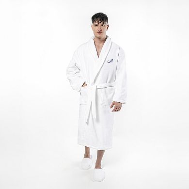 Linum Home Textiles Turkish Cotton Navy Personalized Anovia Velour Bathrobe