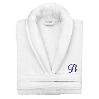 Linum Home Textiles Turkish Cotton Navy Personalized Anovia Velour Bathrobe