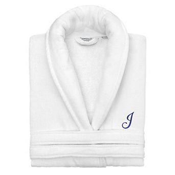 Linum Home Textiles Turkish Cotton Navy Personalized Anovia Velour Bathrobe