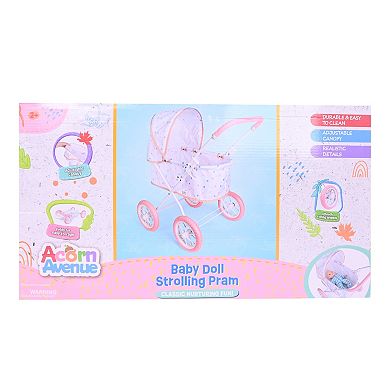 Acorn Avenue Classic Folding Baby Doll Strolling Pram with Canopy