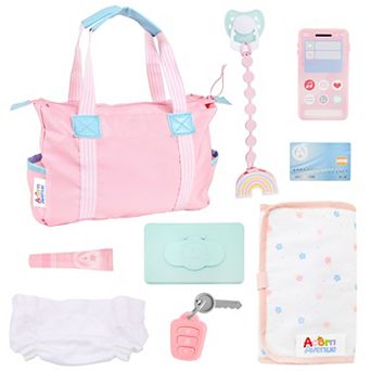 Acorn Avenue 9 pc Baby Doll Diaper Bag Playset