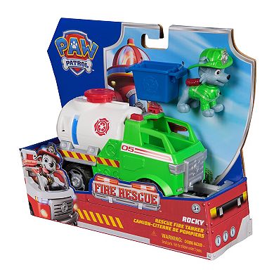 PAW Patrol Rocky Rescue Fire Tanker with Action Figure & Grab Claw