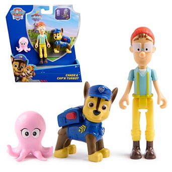 PAW Patrol Chase & Captain Turbot 2 pc Action Figure Pack with Baby Octopus Toy