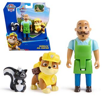 PAW Patrol Rubble & Mr. Porter 2 pc Action Figure Pack with Skunk Toy