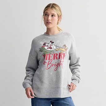 Women's Disney's Mickey & Minnie Merry & Bright Graphic Pullover Sweatshirt