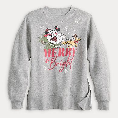 Women's Disney's Mickey & Minnie Merry & Bright Graphic Pullover Sweatshirt