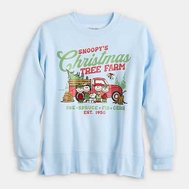 Women's Peanuts Snoopy's Tree Farm Graphic Pullover Sweatshirt