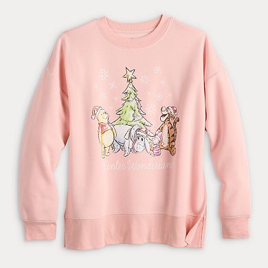Women's Disney's Winnie The Pooh Winter Wonderland Graphic Pullover Sweatshirt