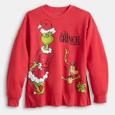 Women's Dr. Suess The Grinch & Max Fleece Graphic Pullover Sweatshirt