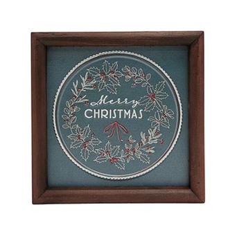 St. Nicholas Square® Merry Christmas Wreath Caption Box Wall Decor